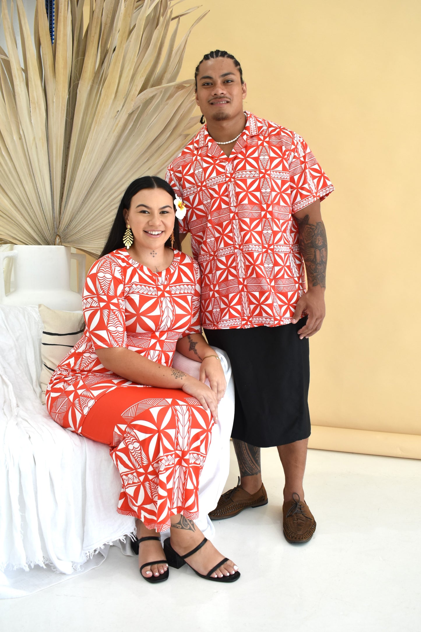 AUTE PULETASI DRESS - RED AND WHITE