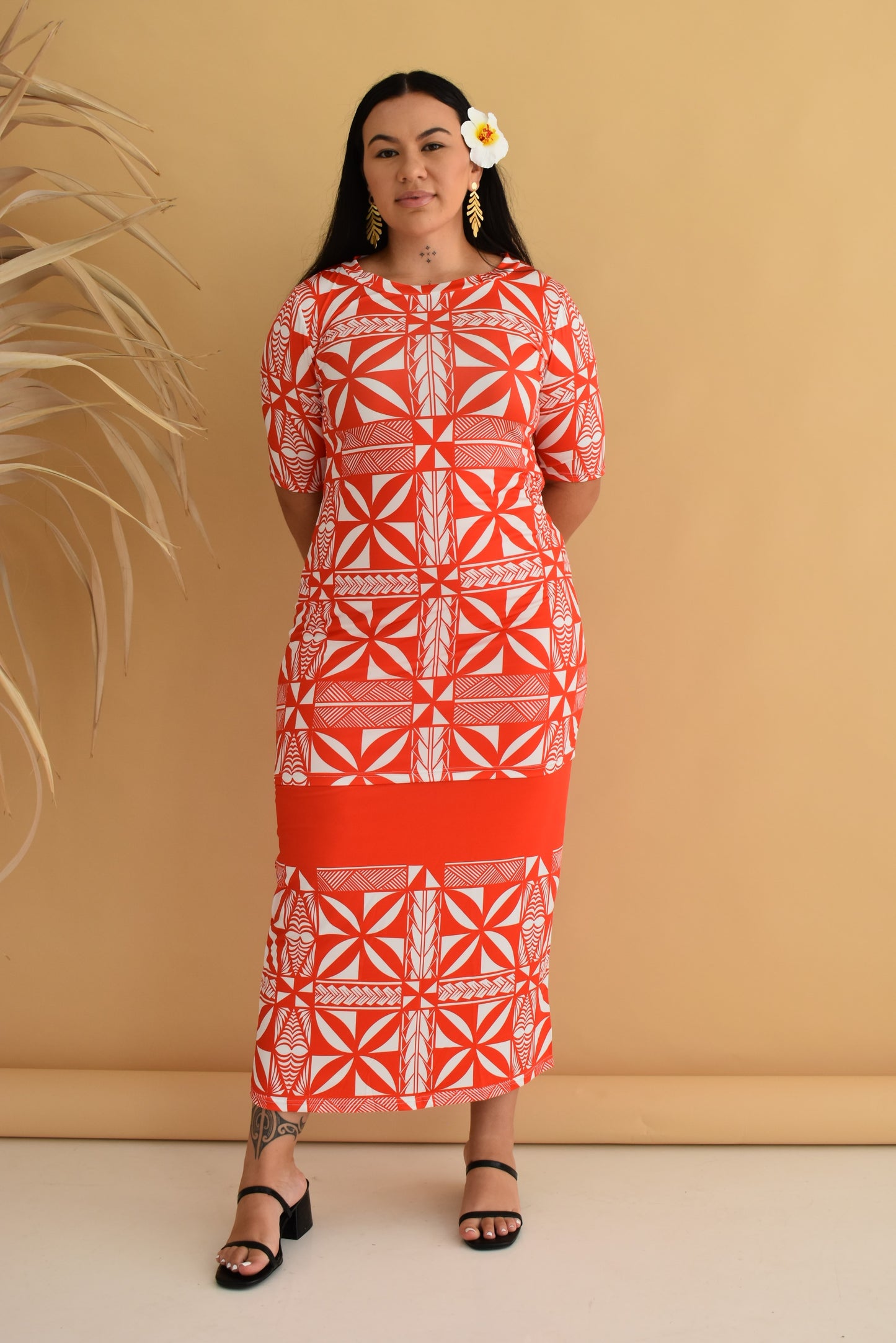 AUTE PULETASI DRESS - RED AND WHITE