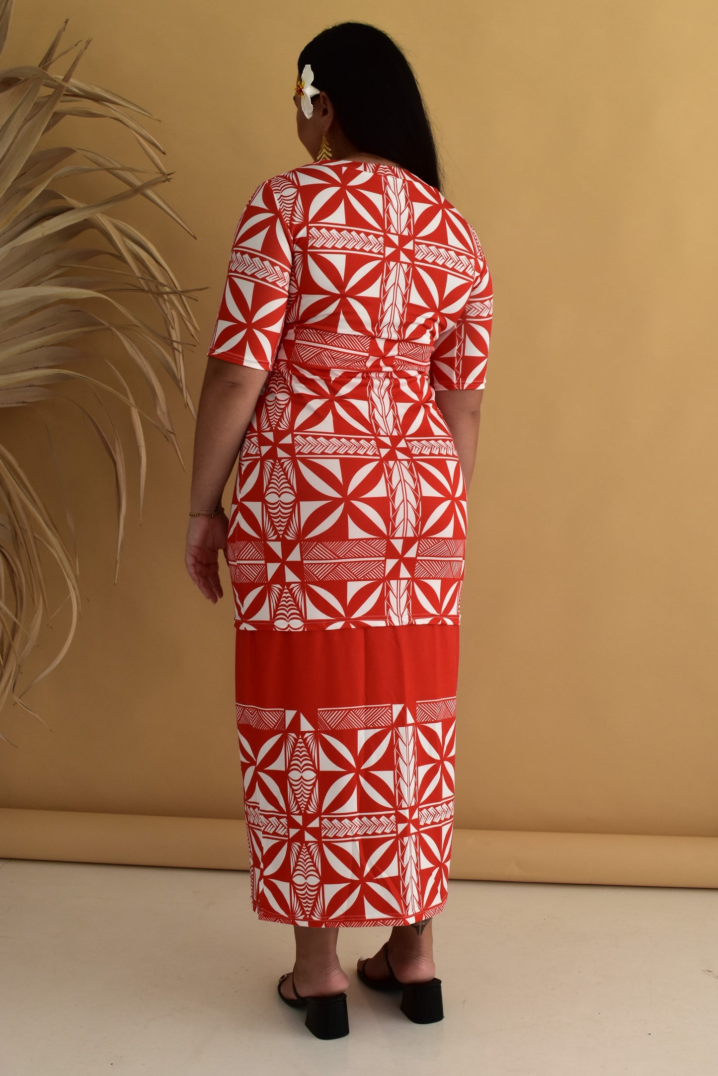 AUTE PULETASI DRESS - RED AND WHITE