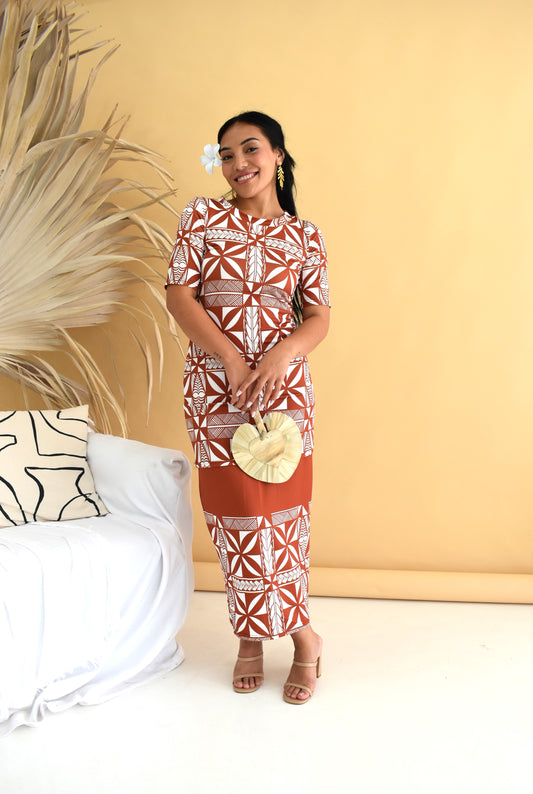 ENA PULETASI - TWO PIECE STYLE - CHOCOLATE BROWN & WHITE