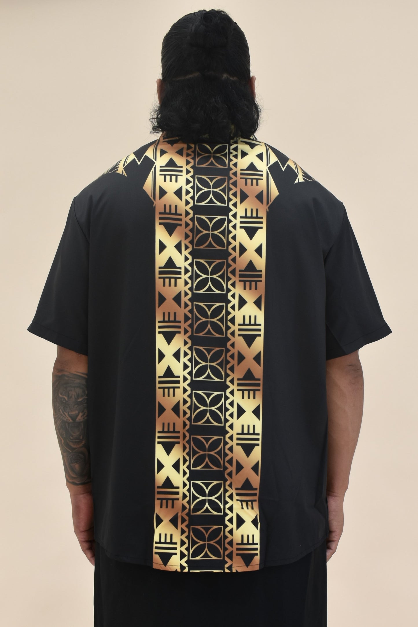 ESEKIA SHIRT - MENS SHIRT - COLLARED BUTTON UP - BLACK & GOLD