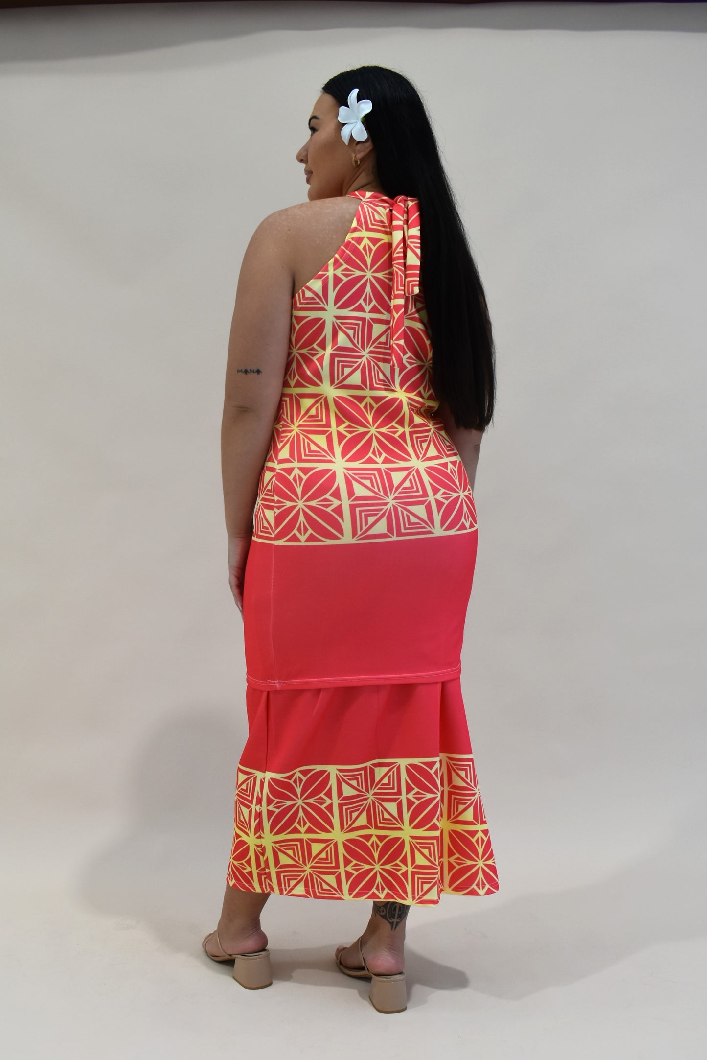 SISILIA PULETASI  - HALTER NECK PULETASI - TWO PIECE OUTFIT - ORANGE YELLOW & PINK