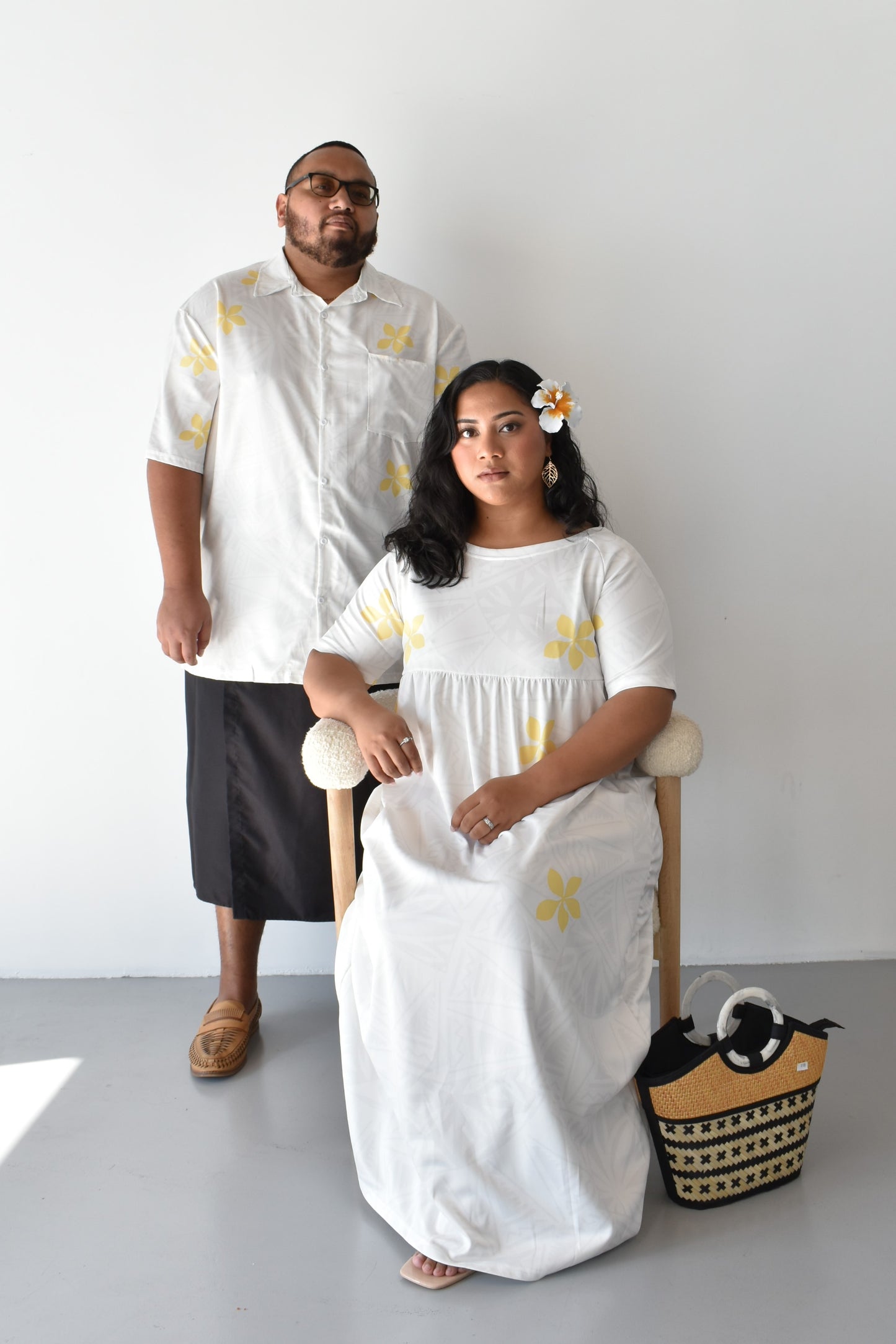 (PRE-ORDER) MINI TIARE - HIGH WAISTED MAXI DRESS - GOLD & WHITE