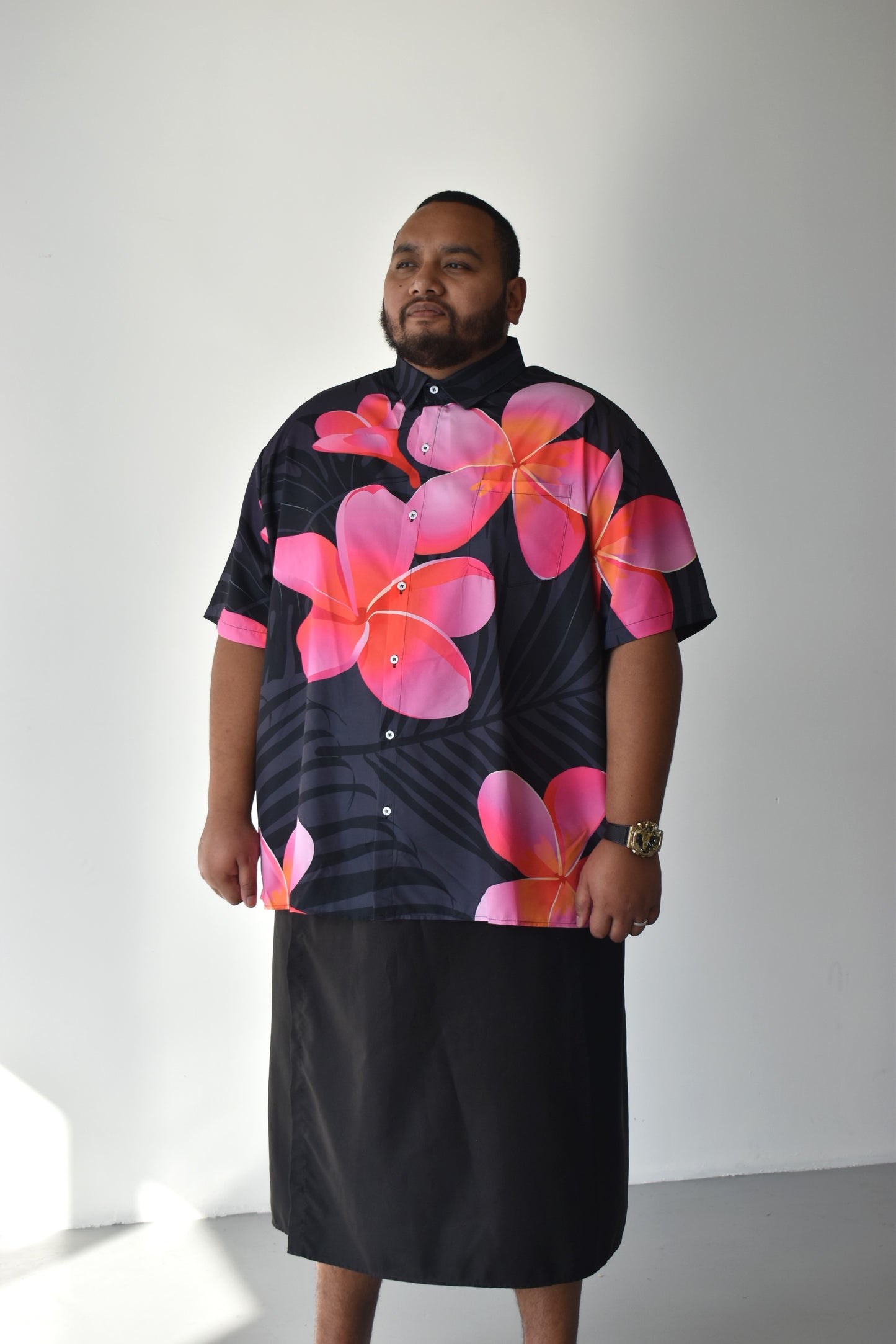 FELETI SHIRT - FORMAL BUTTON UP SHIRT - BLACK & PINK