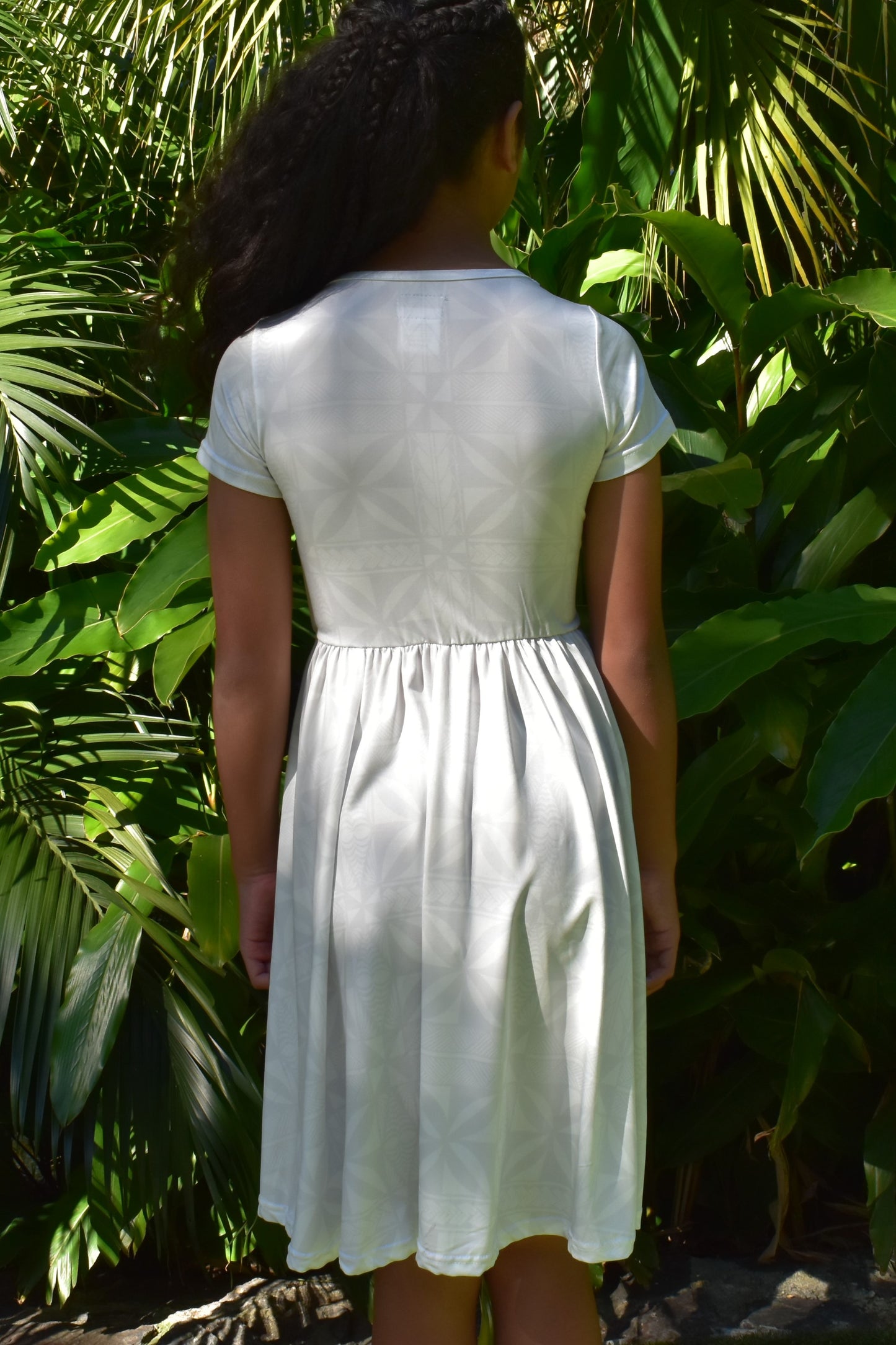 LILO GIRLS DRESS - MIDI FLOWY DRESS W/POCKETS - WHITE 1