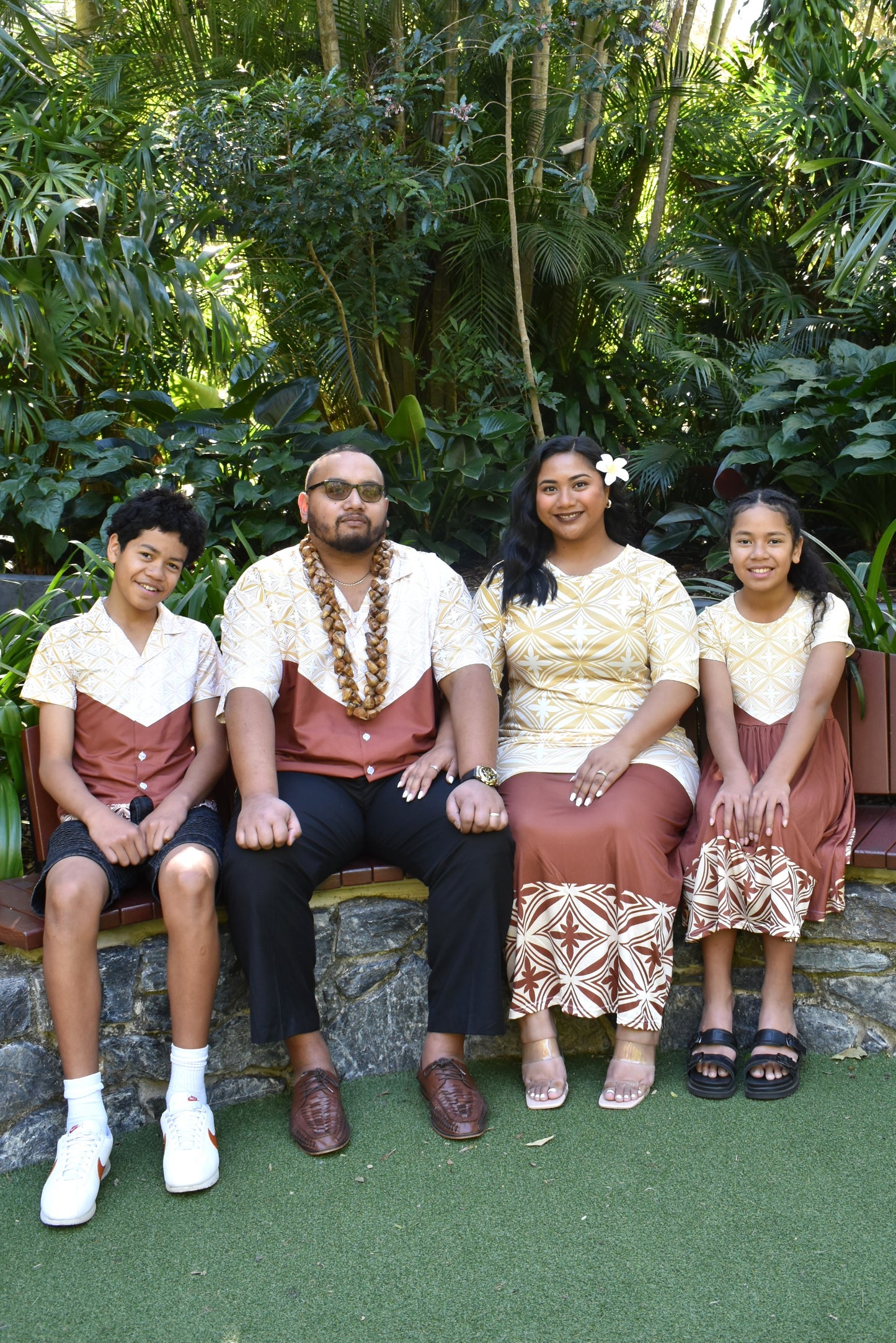 MEILANI PULETASI DRESS - CREAM & BROWN