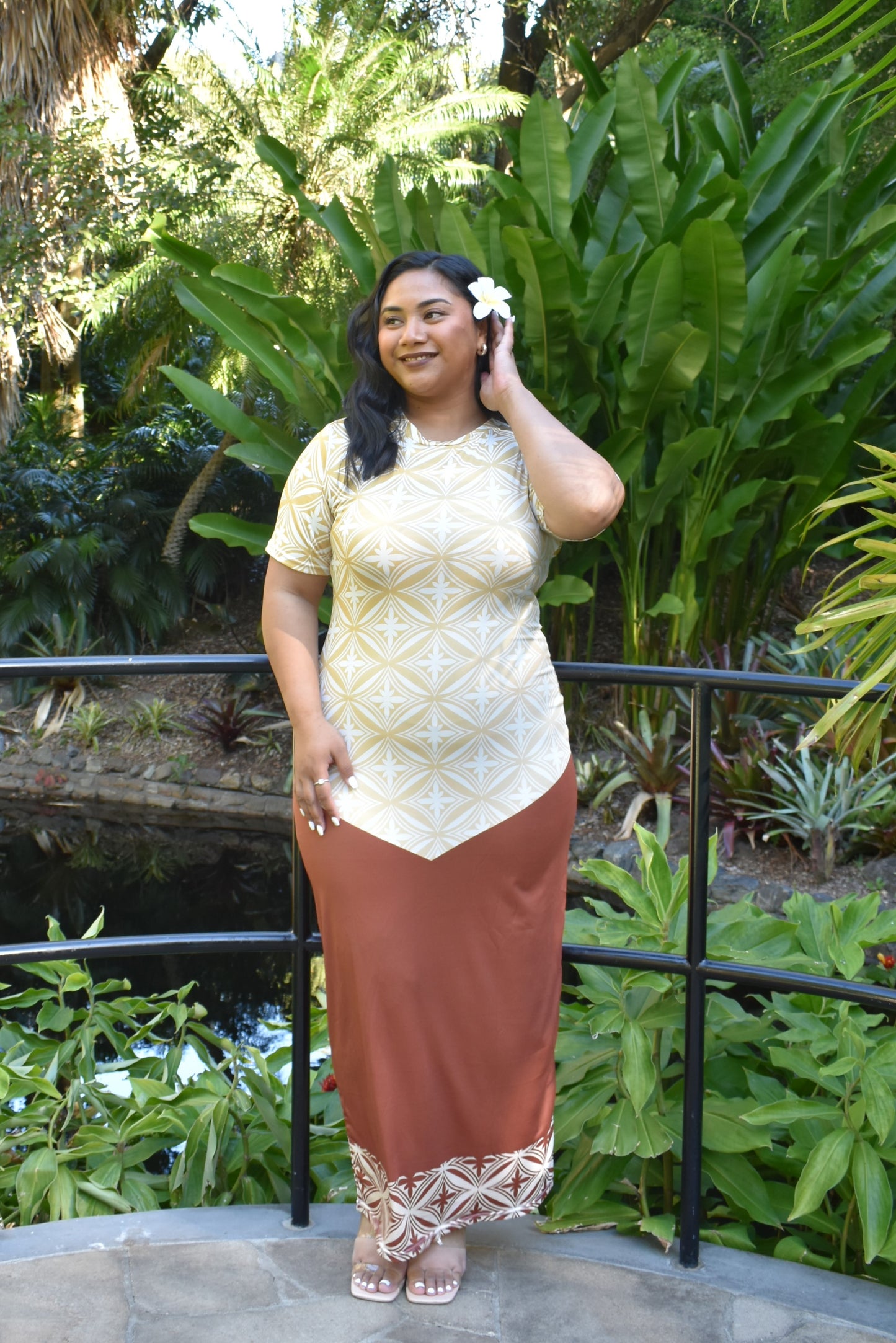 MEILANI DRESS - BODYCON DRESS - CREAM & BROWN