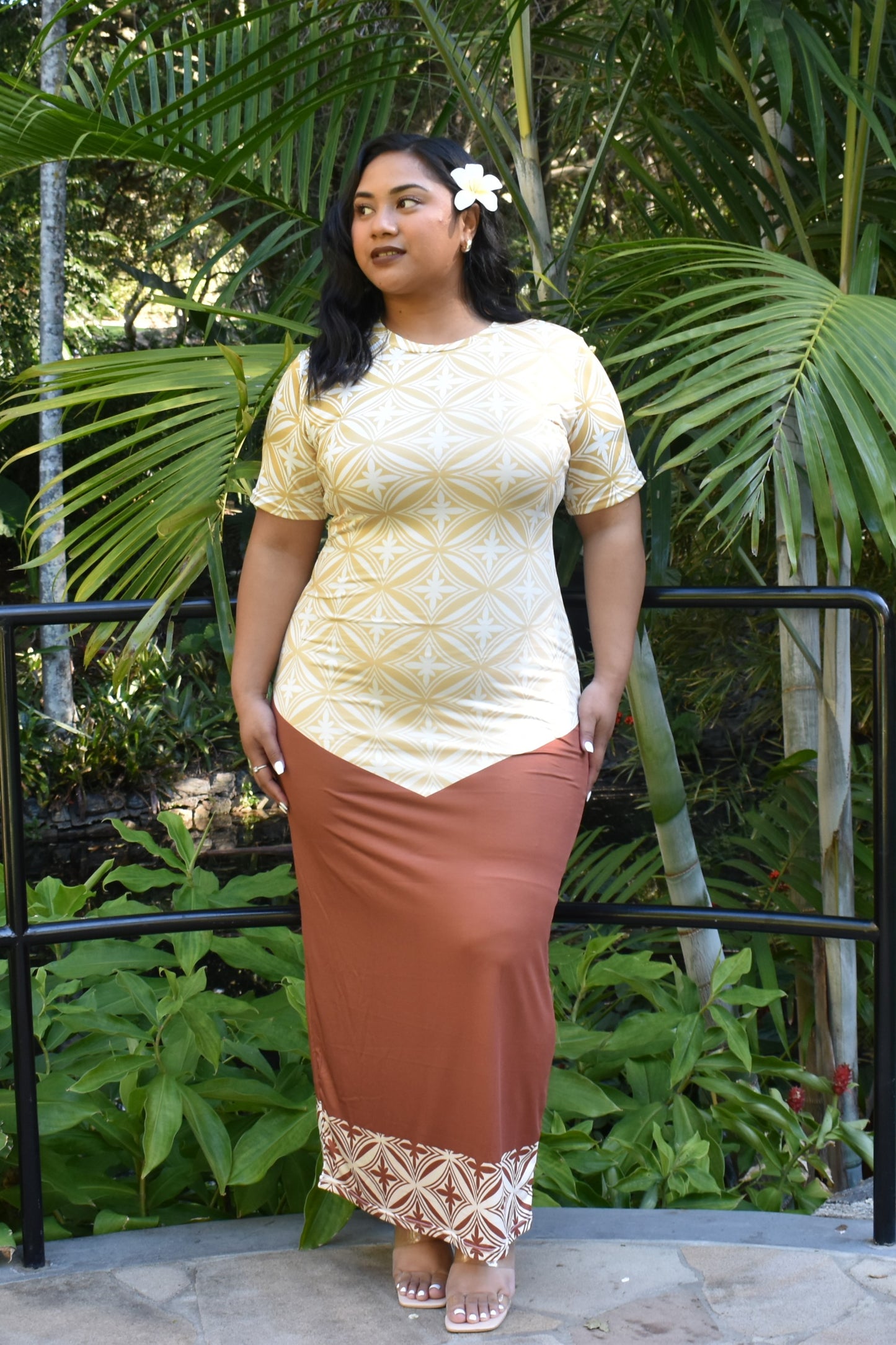 MEILANI DRESS - BODYCON DRESS - CREAM & BROWN