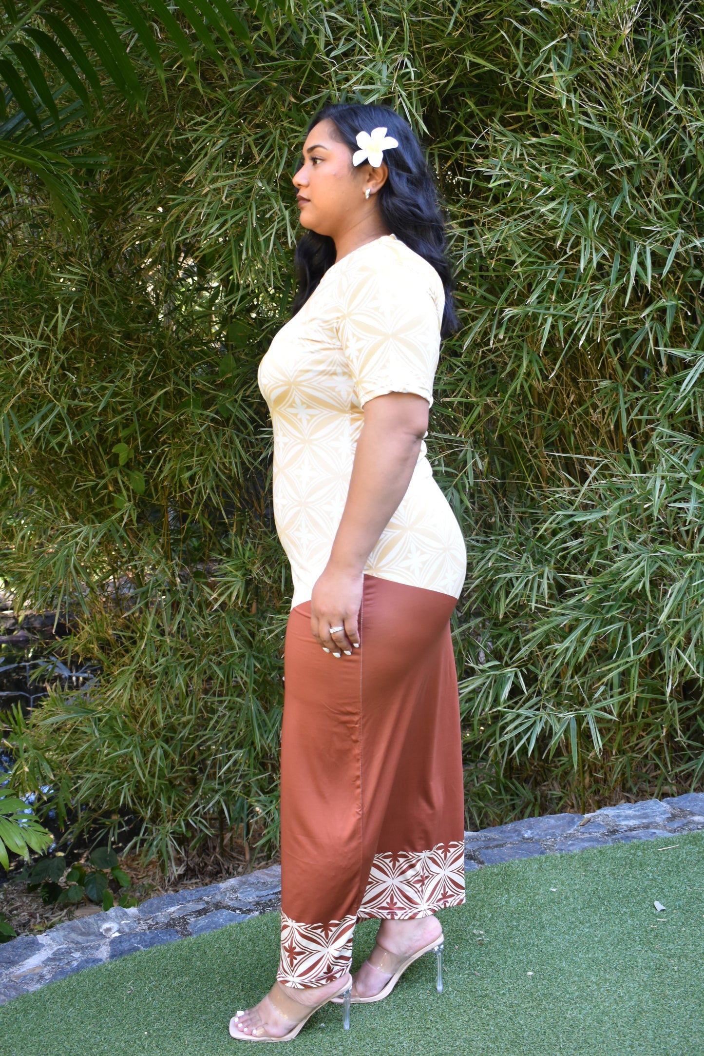 MEILANI DRESS - BODYCON DRESS - CREAM & BROWN