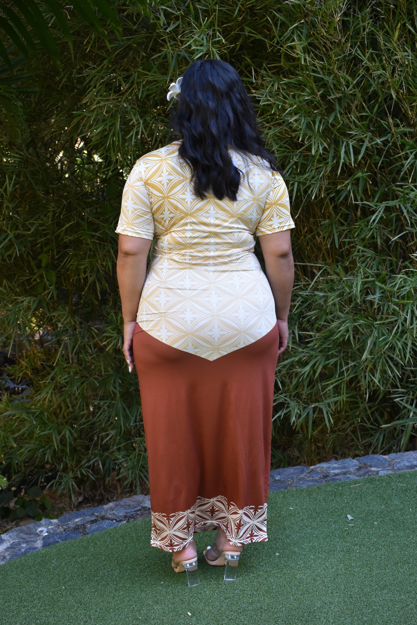MEILANI DRESS - BODYCON DRESS - CREAM & BROWN