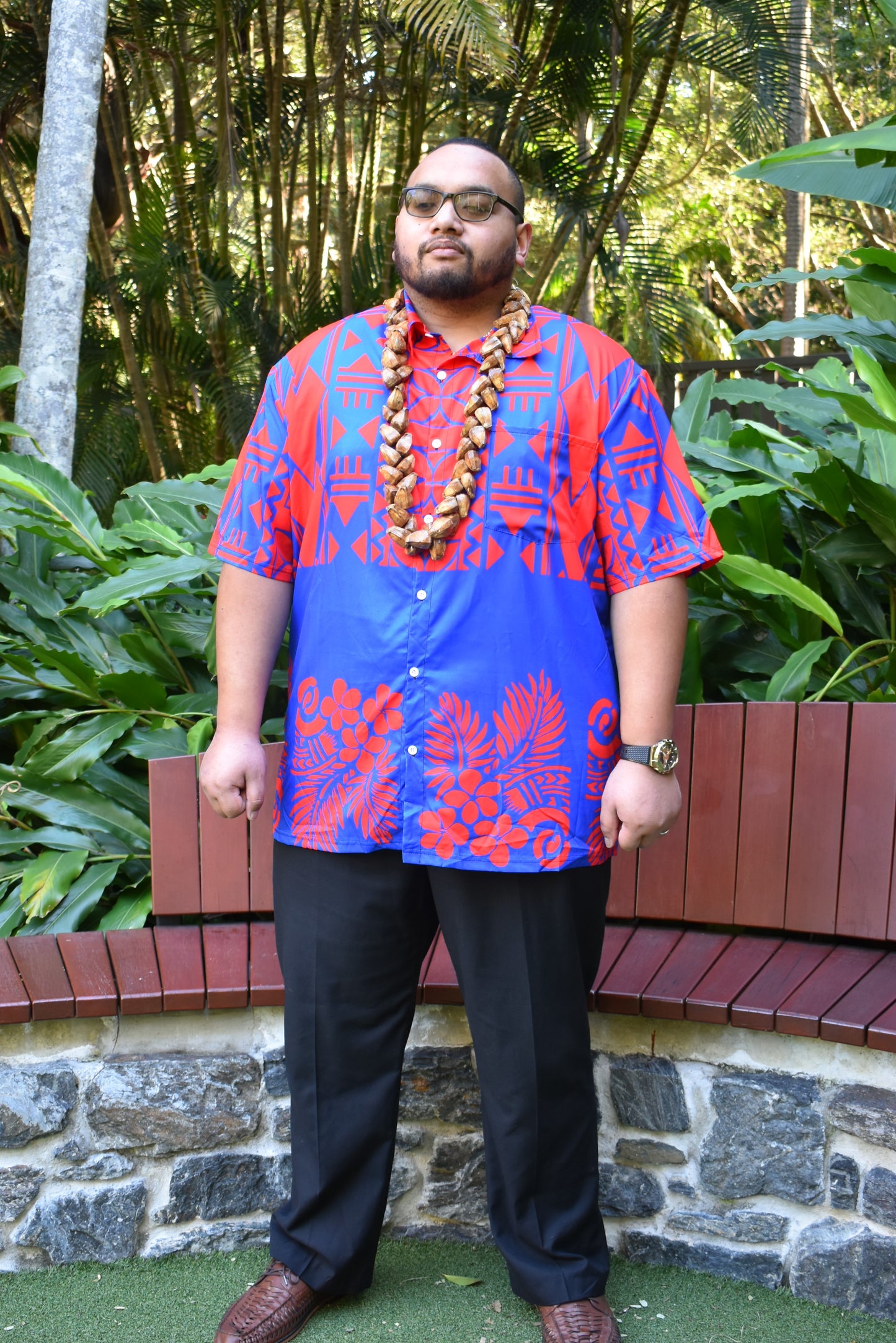 DANIEL SHIRT - MENS SHIRT - COLLARED BUTTON UP - BLUE & RED