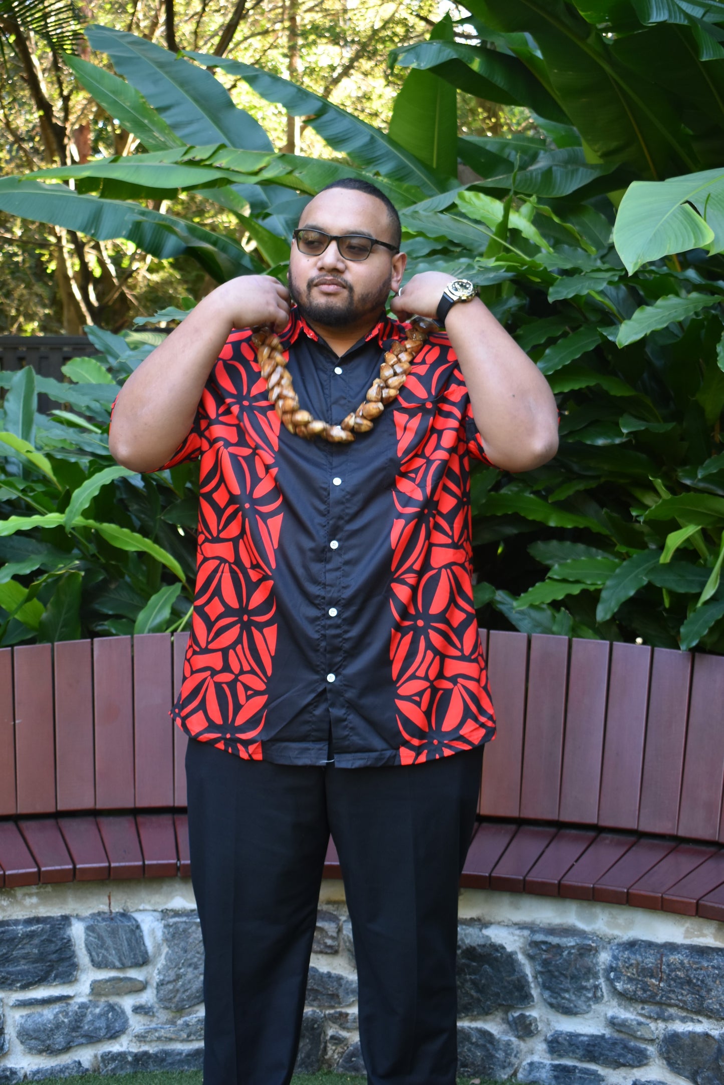 DANIEL SHIRT - MENS SHIRT - COLLARED BUTTON UP - BLACK & RED