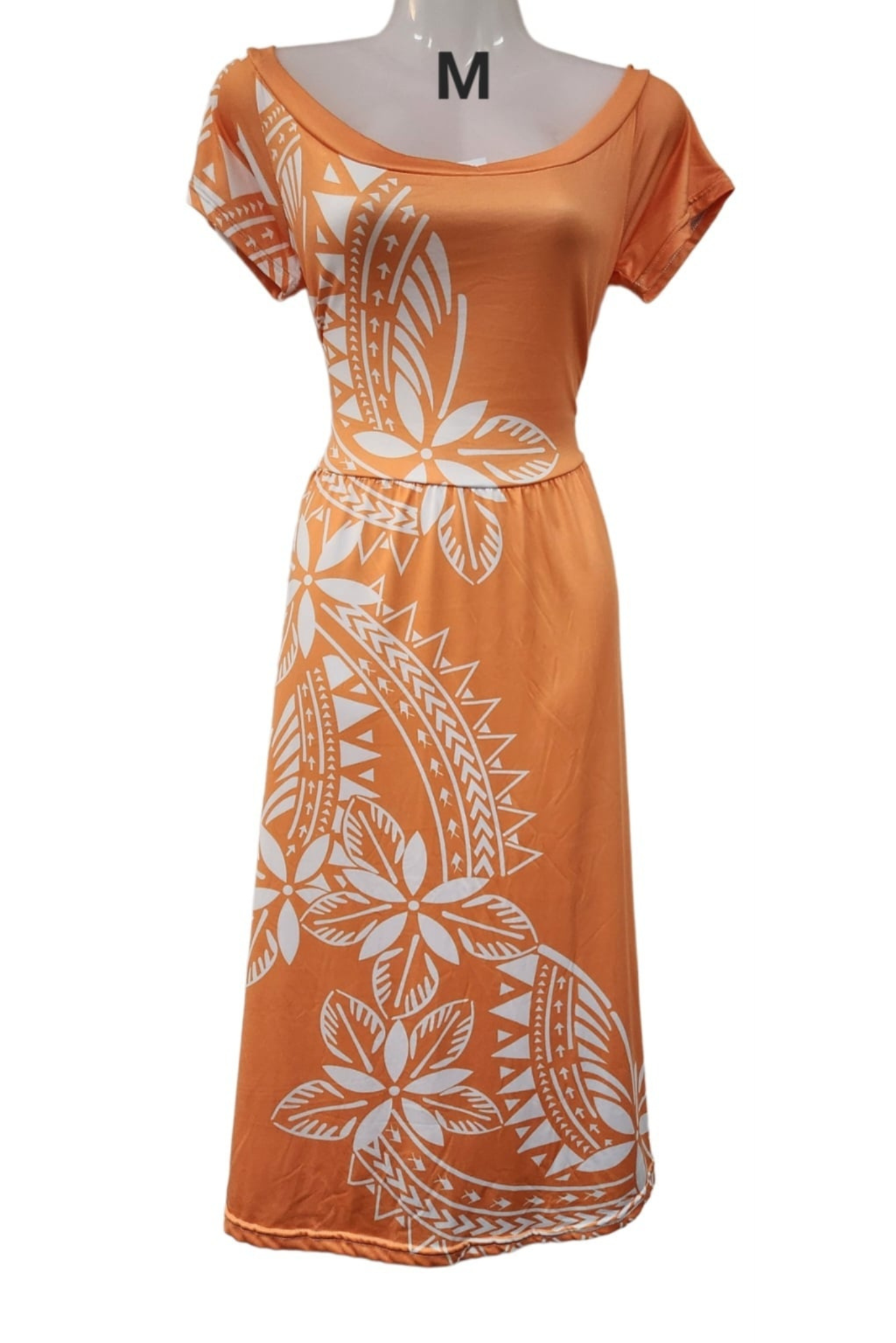 ORANGE & WHITE ONE OFF DRESS -SIZE MEDIUM