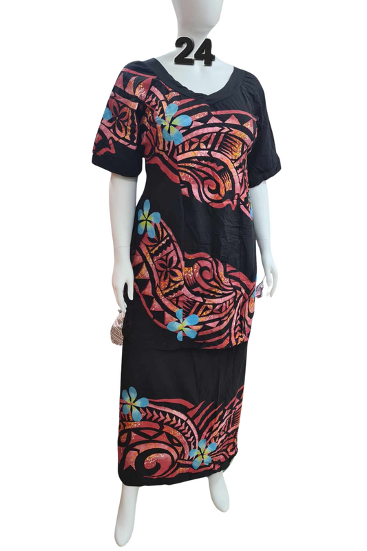 Maroon & Black Puletasi - Size 24