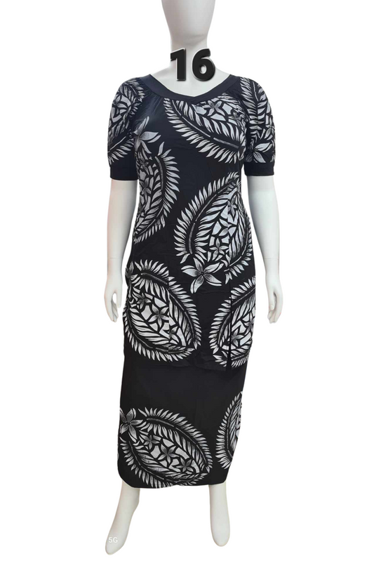 SILVER AND BLACK PULETASI - SIZE 16