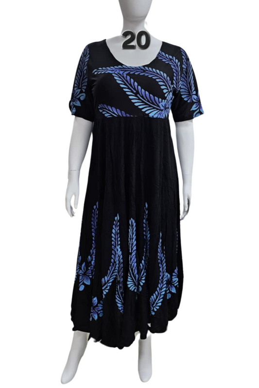 BLACK AND BLUE ISLAND DRESS - SIZE 20