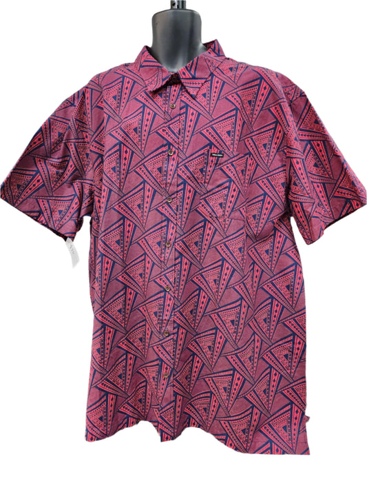 Dark Blue Pink Collared Men Shirt - Size 4XL