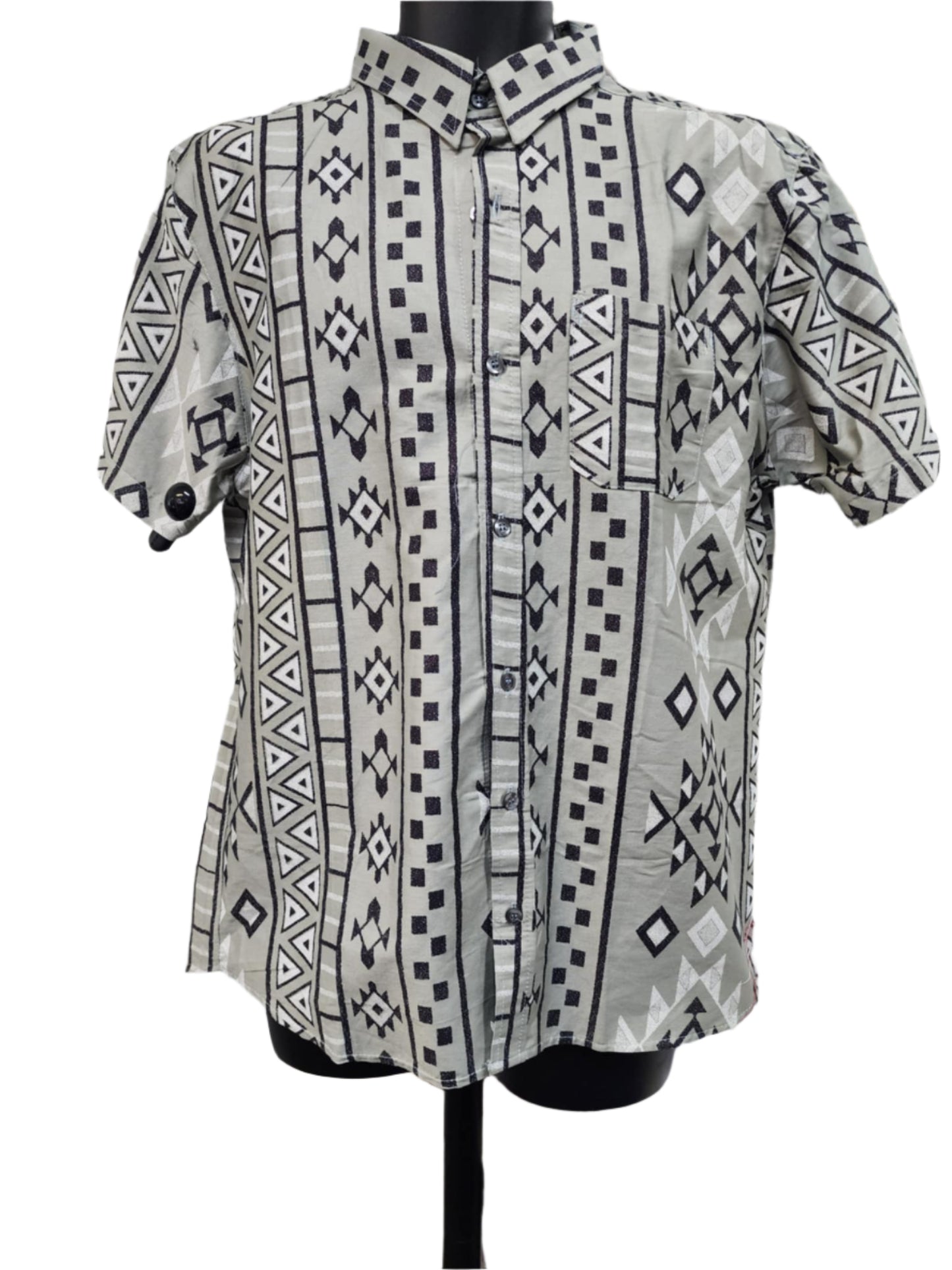 Grey Fijian Collared Men Shirt - Size L