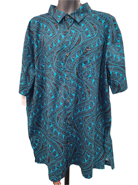 Black & Blue Collared Men Shirt - Size 4XL