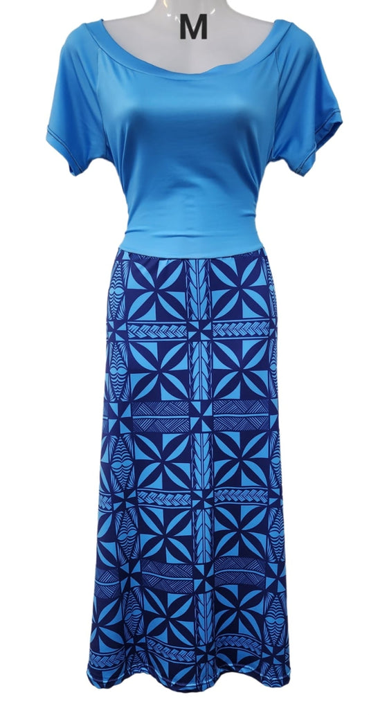 BLUE ON BLUE ONE OFF DRESS -SIZE MEDIUM