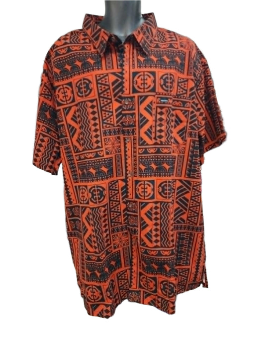 Rustic Orange Fijian Men Shirt - Size 4XL