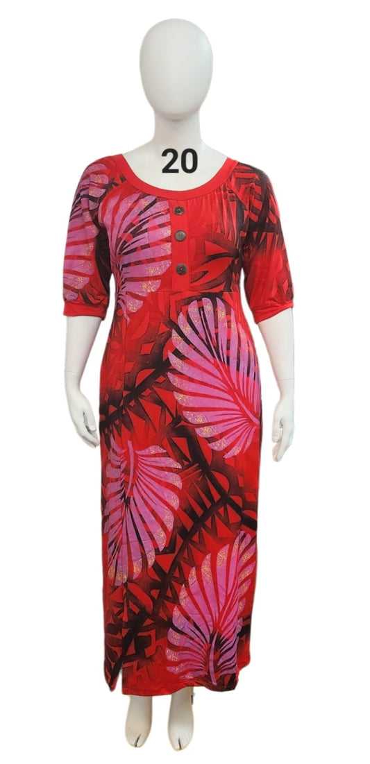 RED FLORAL ISLAND DRESS - SIZE 20