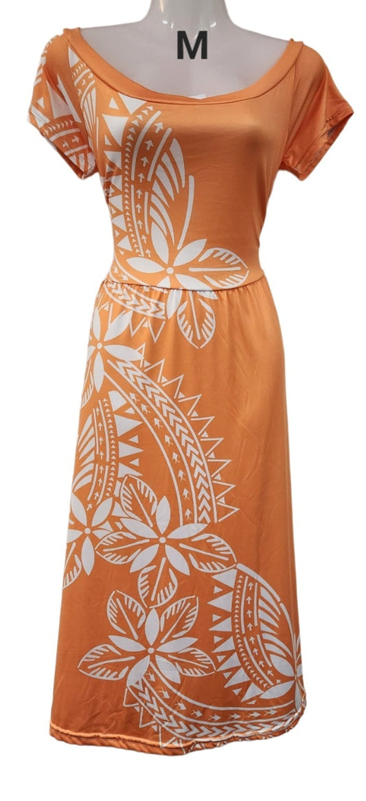 ORANGE & WHITE ONE OFF DRESS -SIZE MEDIUM