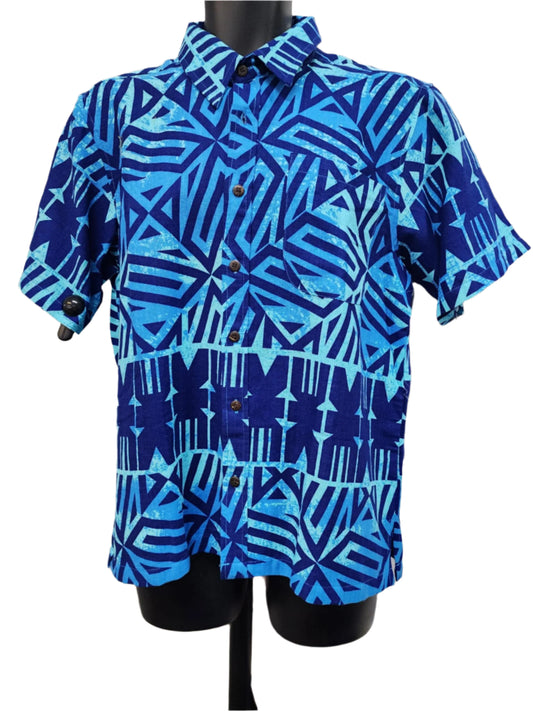 Dark Blue Fijian Collared Men Shirt - Size L
