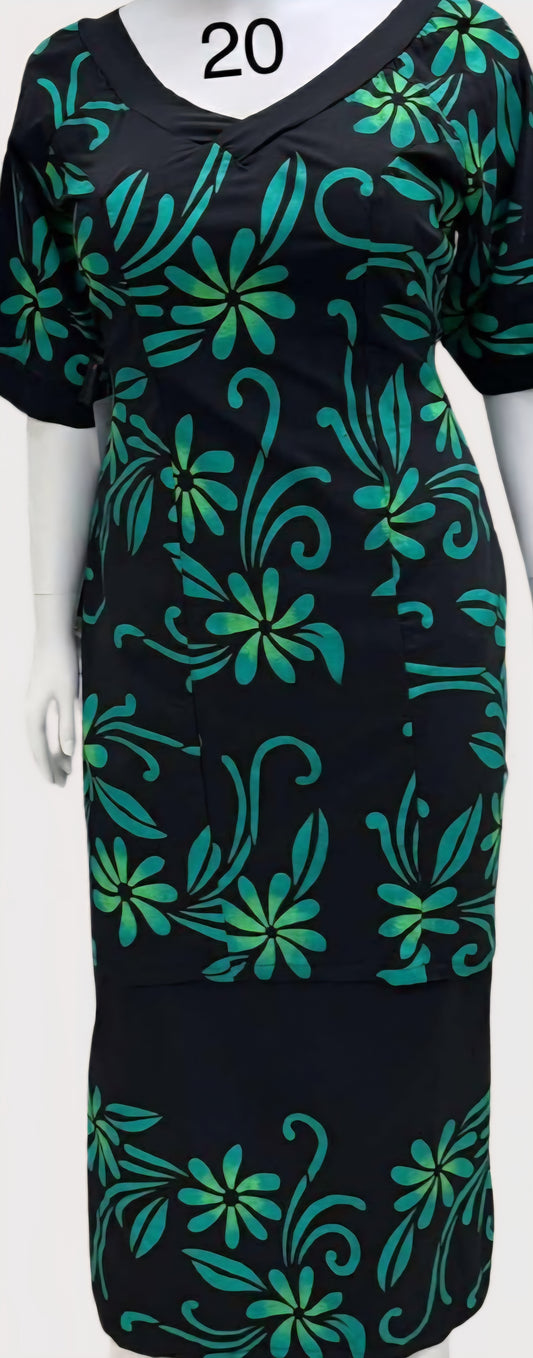 Black & Green Puletasi Size 20