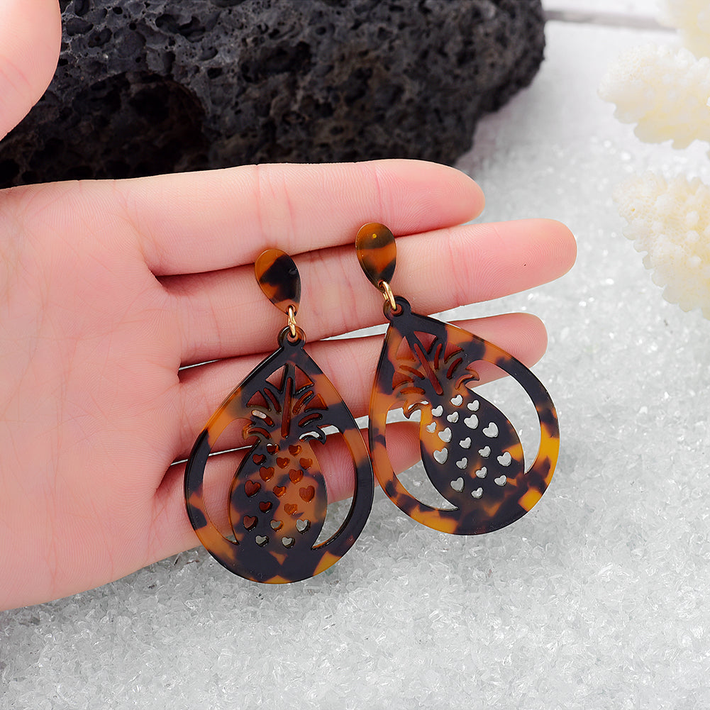Pineapple Statement Acetate Earrings - MULTICOLOUR VARIETY