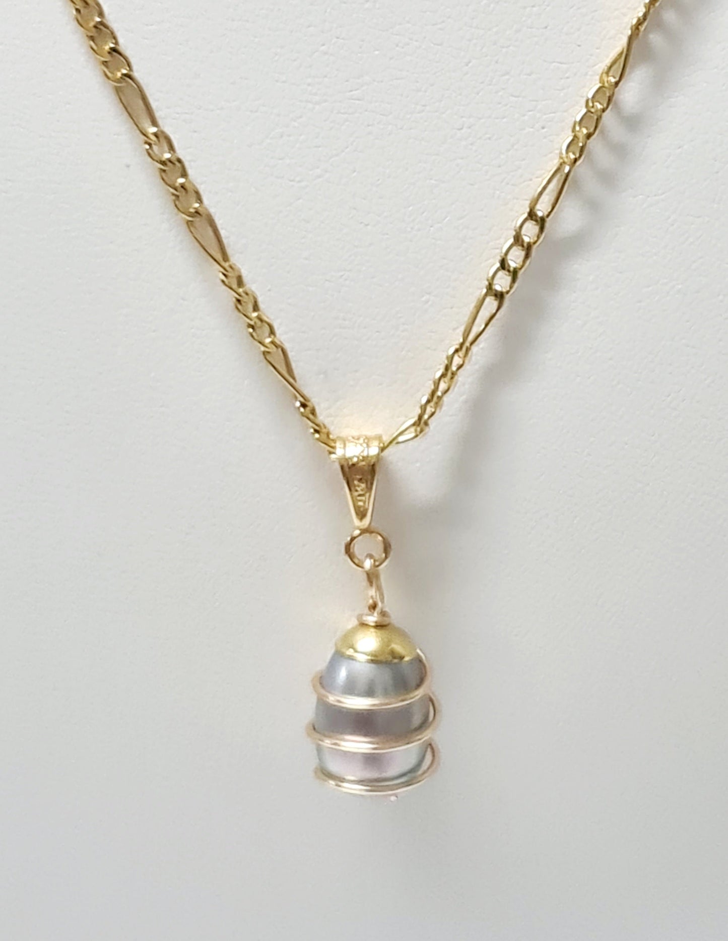 Evelyn - Grey Freshwater Encaged Pearl Necklace