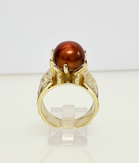Tiamoana glamorous Maroon Natural Freshwater Pearl Ring