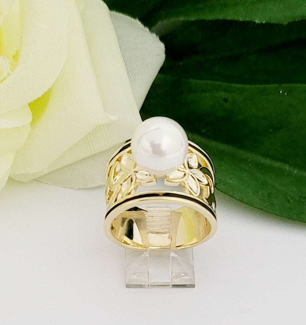 PUAMERIA White Shell Pearl Ring