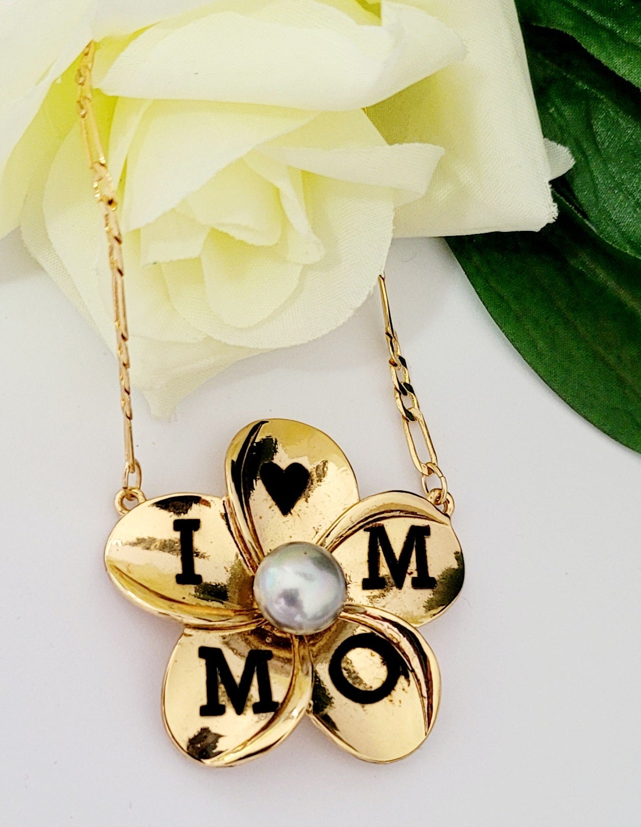 Plumeria Personalised Name Pendant Necklace comes with Earrings  (40mm x 10mm)