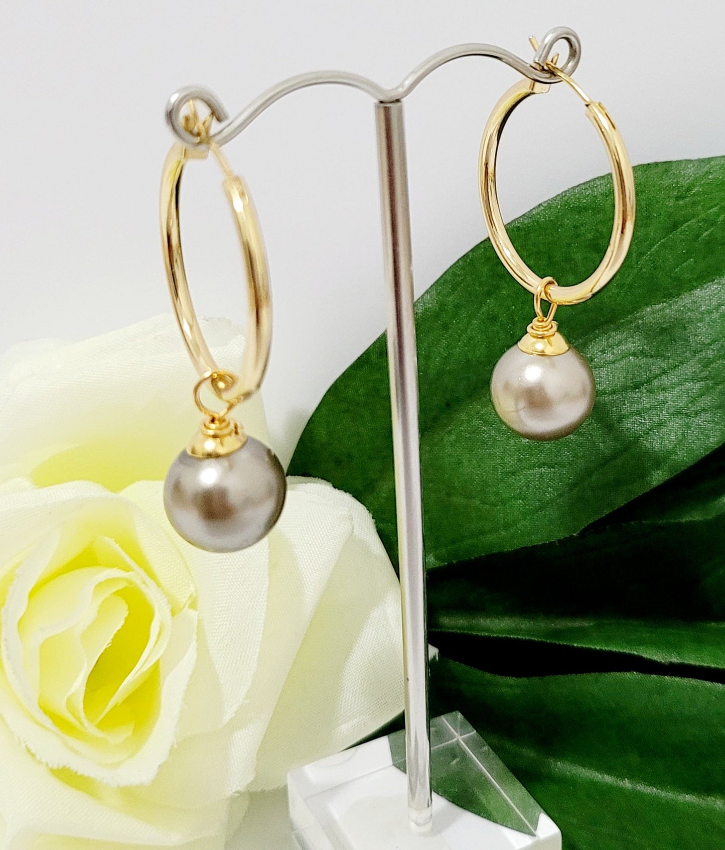 LANI - Duo Natural Green Tahitian Pearls embellished with Swarovski Pearls Set