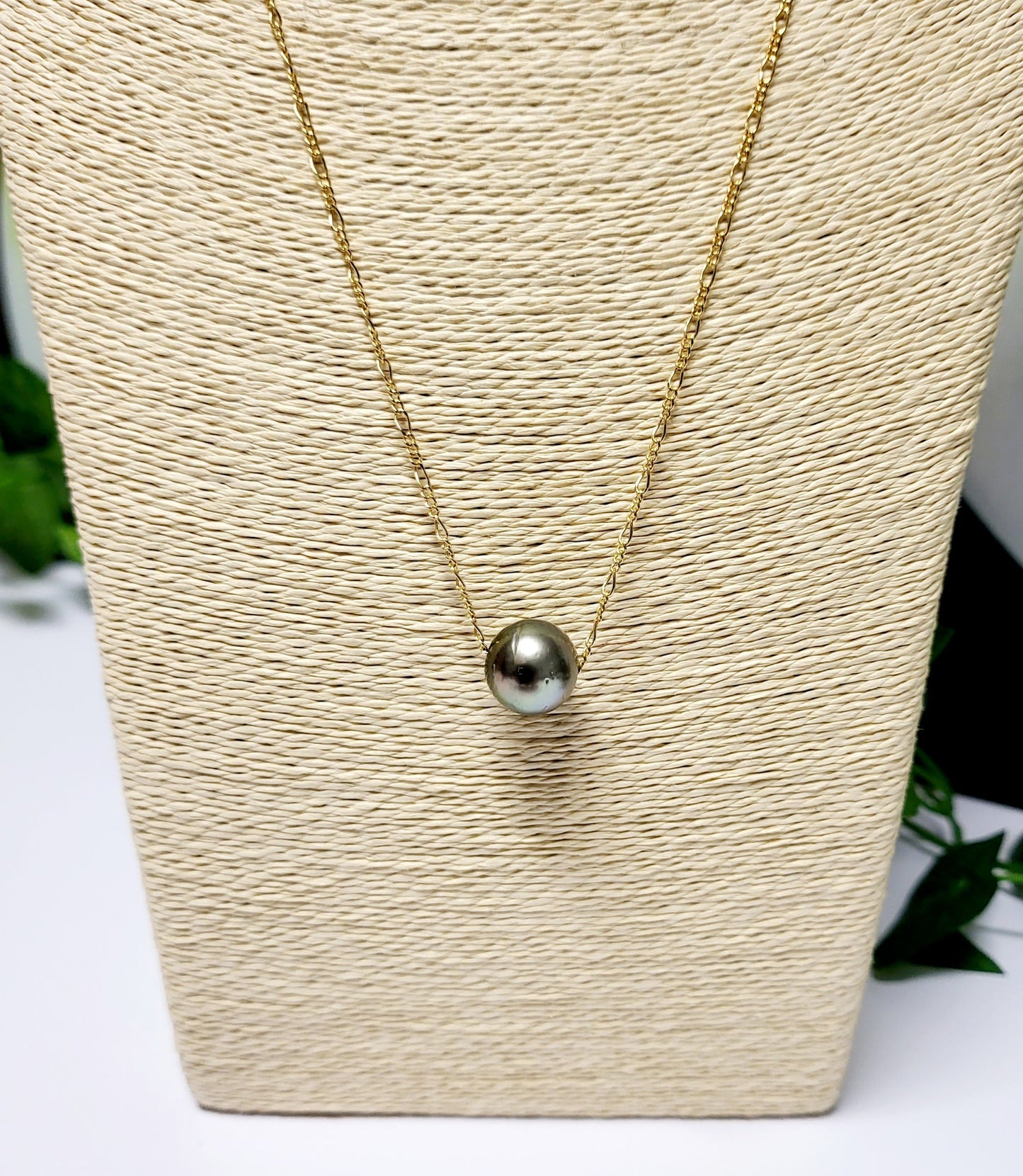 HEINUI - Tahitian Pearl Floater: 13mm to 14mm with 14K Gold filled necklace