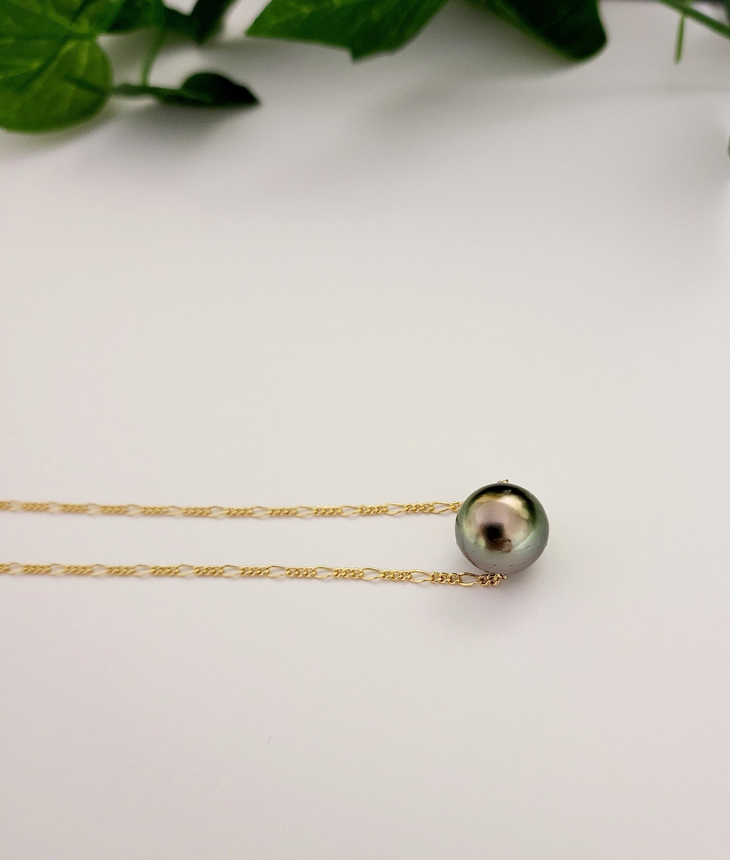 HEINUI - Tahitian Pearl Floater: 13mm to 14mm with 14K Gold filled necklace