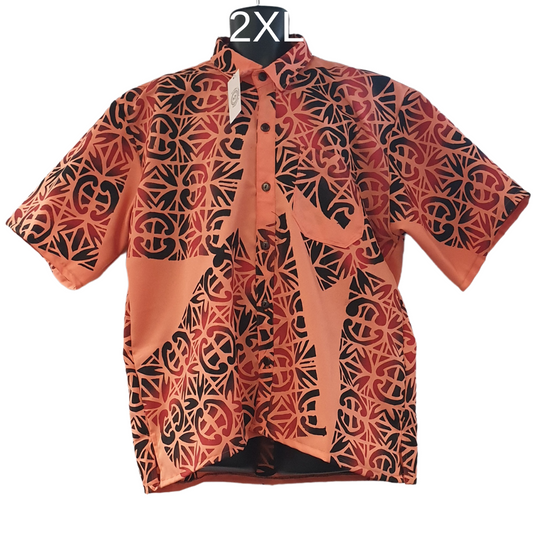 PEACH & BLACK AUTHENTIC ISLAND SHIRT SIZE - 2XL