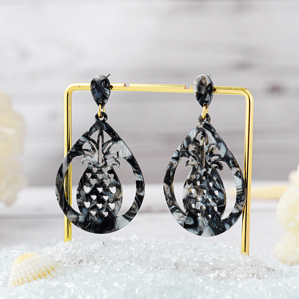 Pineapple Statement Acetate Earrings - MULTICOLOUR VARIETY