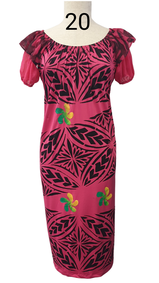 PINK TRIBAL PUMPKIN SLEEVE DRESS - SIZE 20