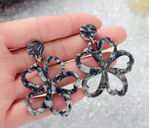 TROPICAL FLOWER ACETATE STATEMENT EARRINGS - Multicolour Variety
