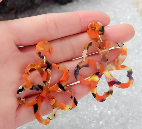 TROPICAL FLOWER ACETATE STATEMENT EARRINGS - Multicolour Variety