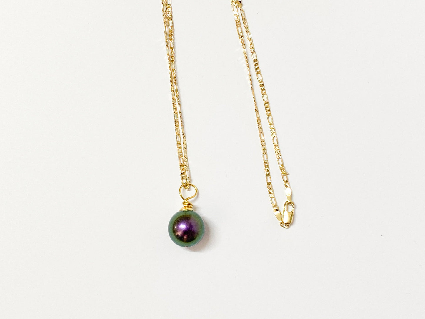 AYLA - Dark Green single Swarovski Pearl Necklace