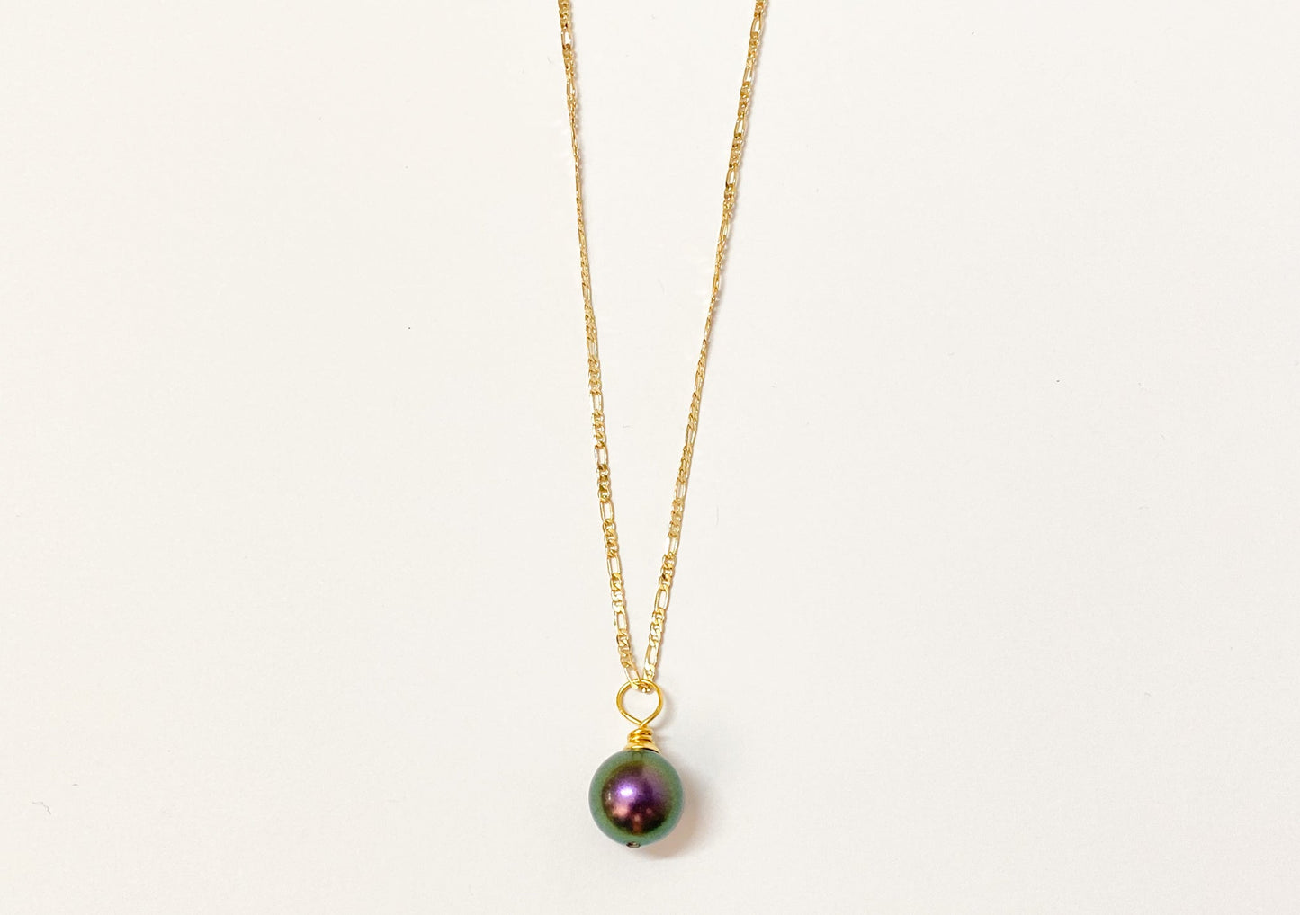 AYLA - Dark Green single Swarovski Pearl Necklace