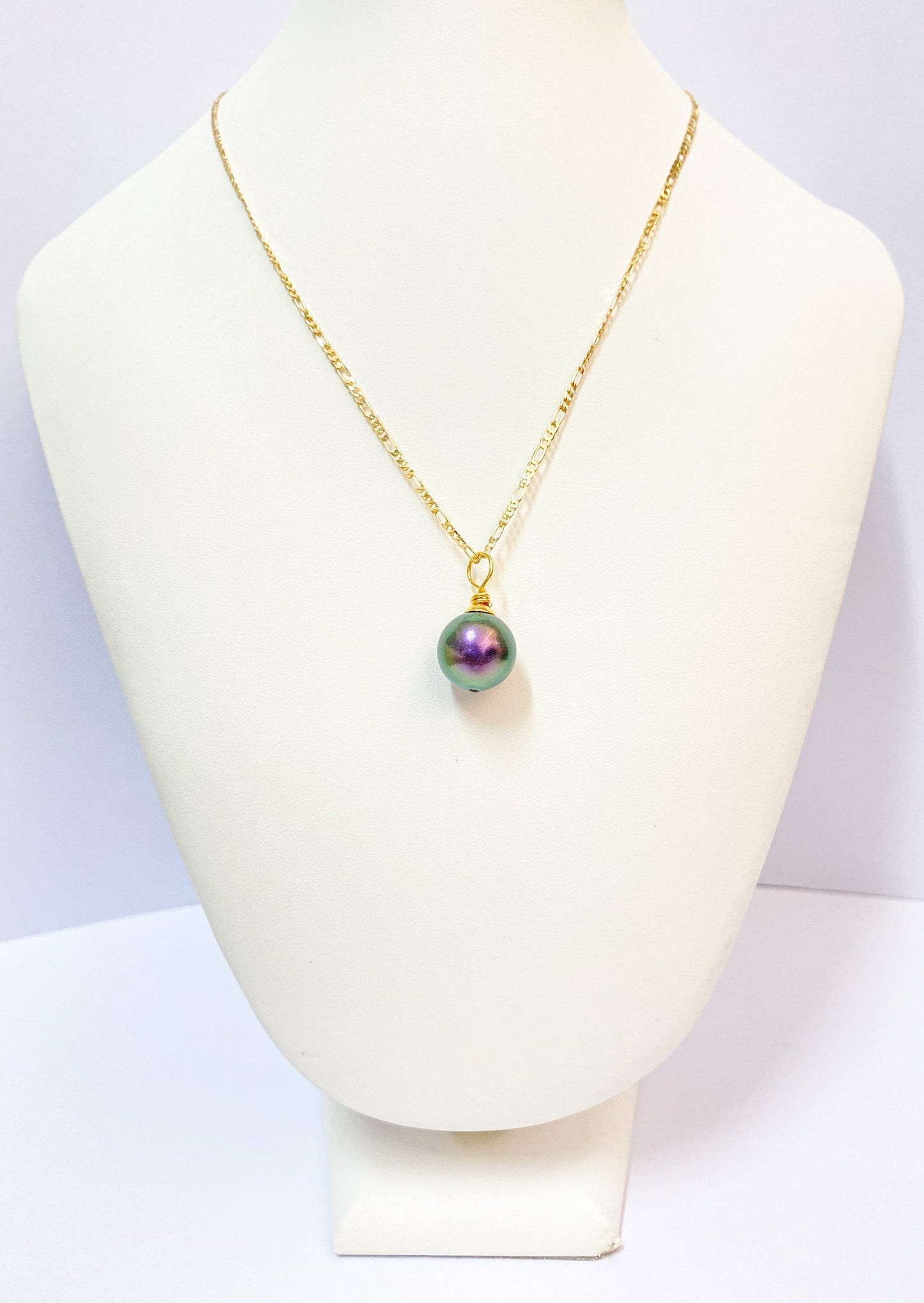 AYLA - Dark Green single Swarovski Pearl Necklace