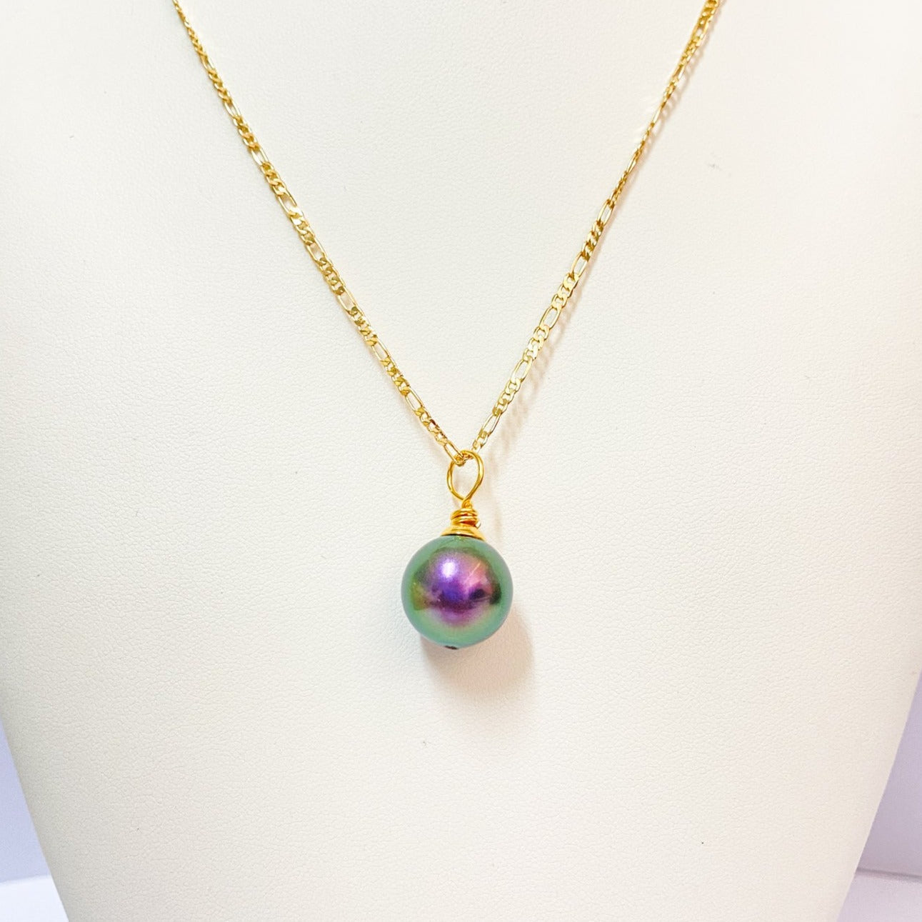 AYLA - Dark Green single Swarovski Pearl Necklace