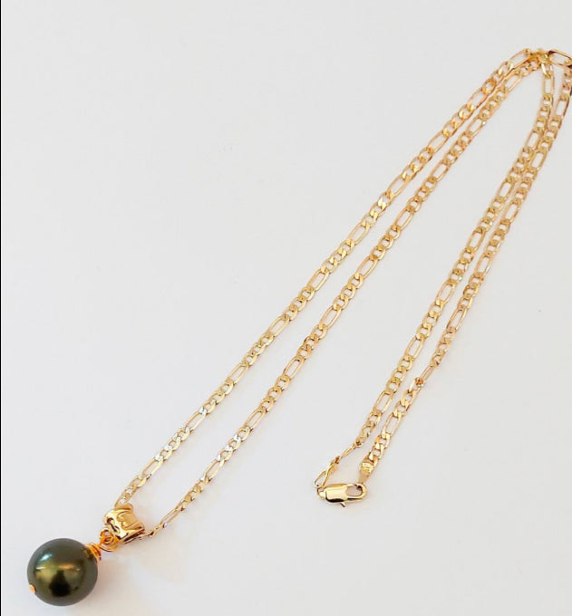 ELLIE - Single Pendant Green Swarovski Pearl Set