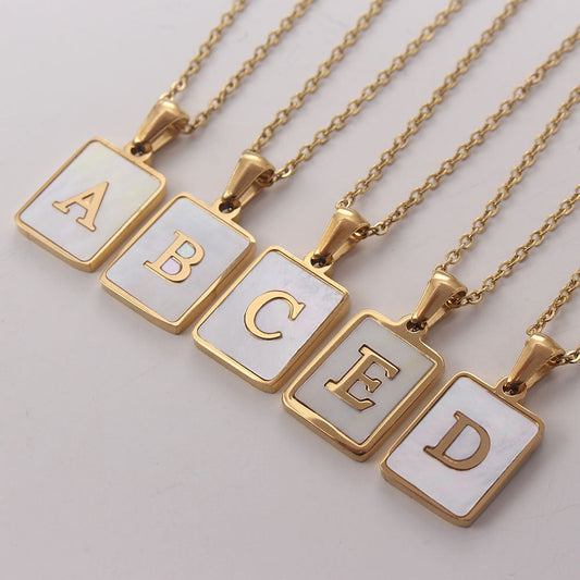 Mother of Shell Initial Pendant Necklace