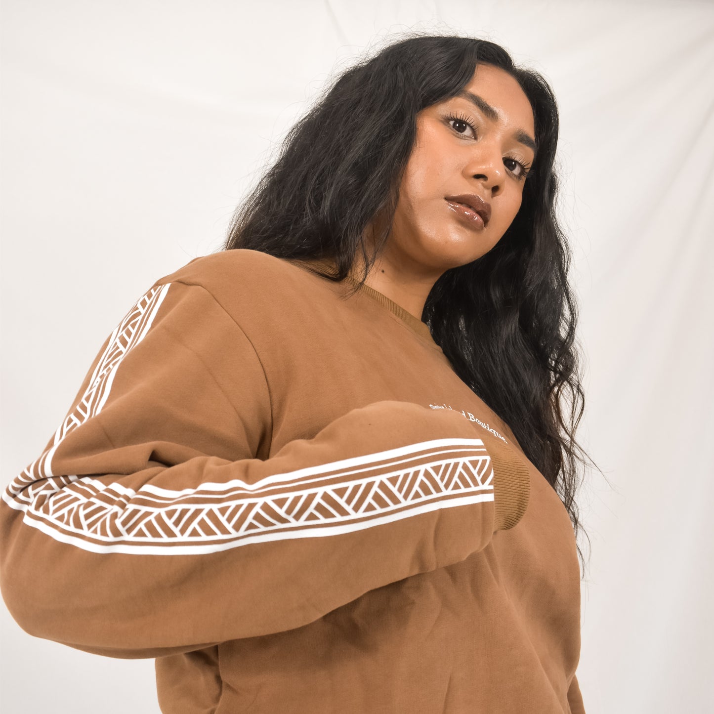 PENINA SWEATSHIRT / JUMPER - TAPA PATTERN - BROWN - UNISEX