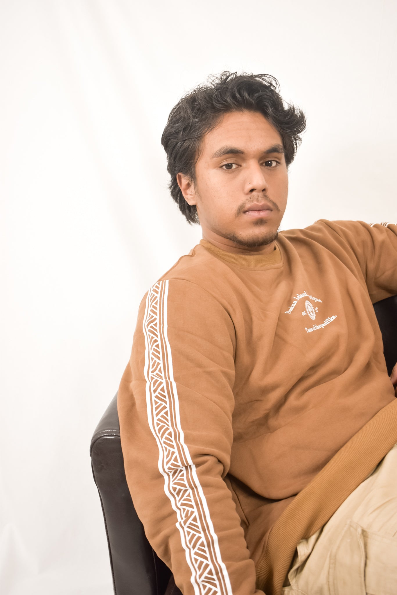 PENINA SWEATSHIRT / JUMPER - TAPA PATTERN - BROWN - UNISEX